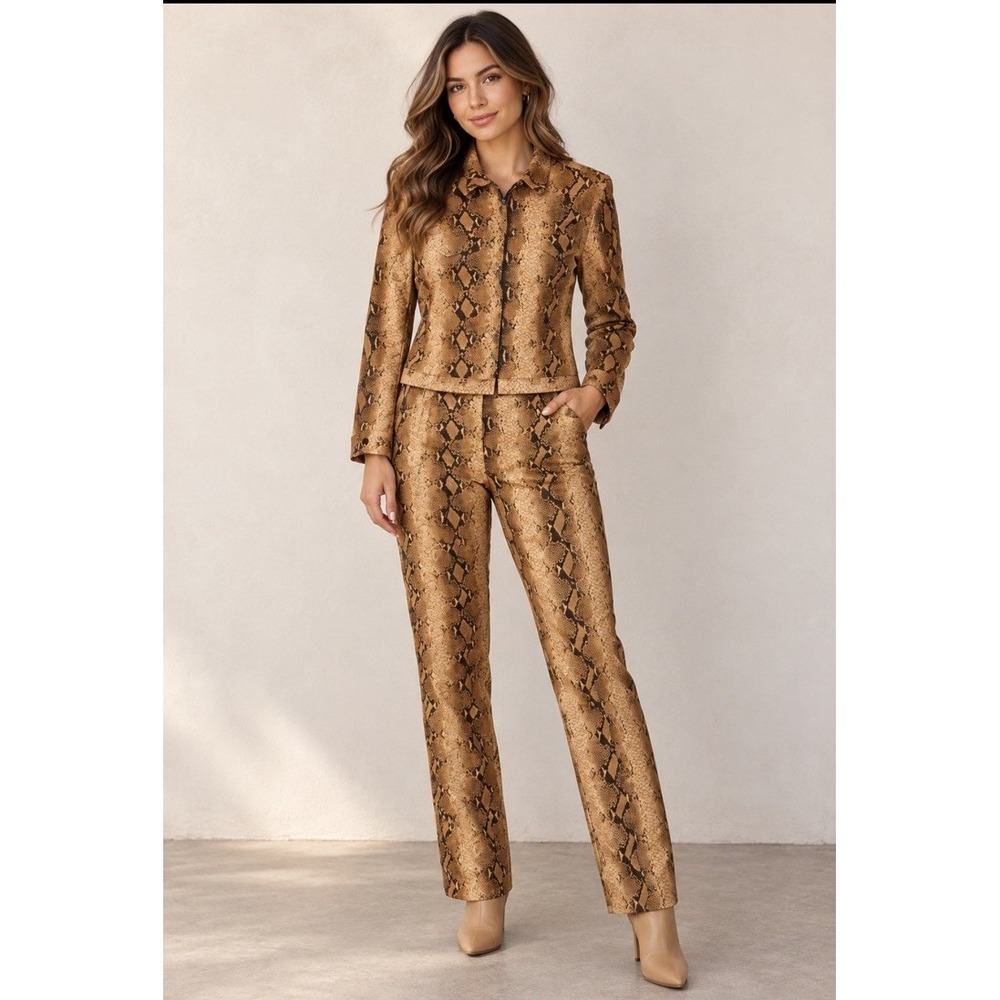 Kristen & Hayley 2 Piece Set Size 14 Snakeskin Pattern Y2K  Jacket Pants
